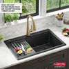 Lavabo de cocina tipo estación de trabajo con un receptáculo de compuesto de granito de 33" de montaje superior encastrado, con reborde WorkFlow™ y accesorios